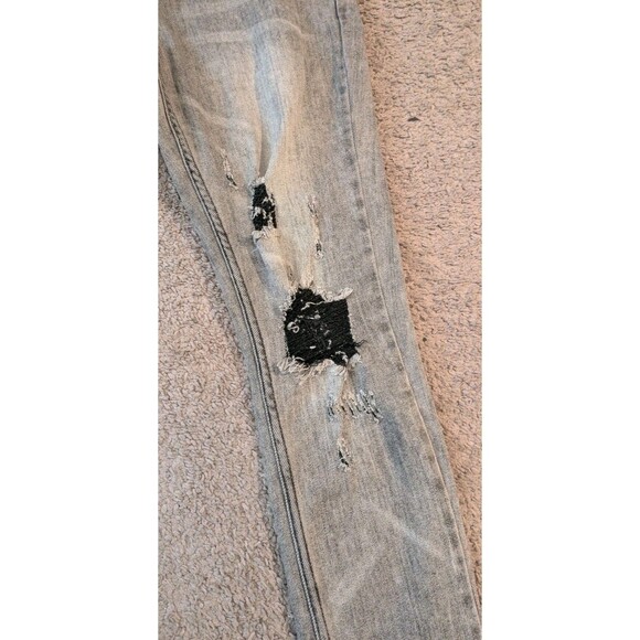 SERENEDE Light Gray Washed Distressed Skinny Jeans Men's 30x32 - Picture 3 of 9